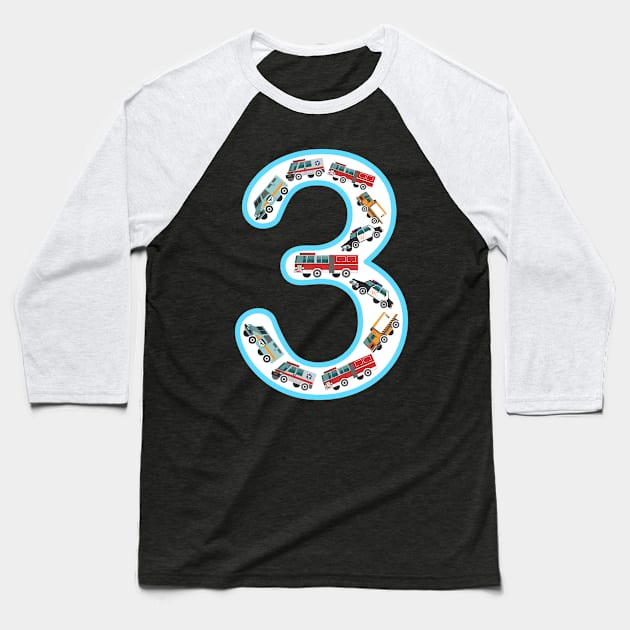 3 Year Old Child Birthday Boy Baseball T-Shirt by Print-Dinner